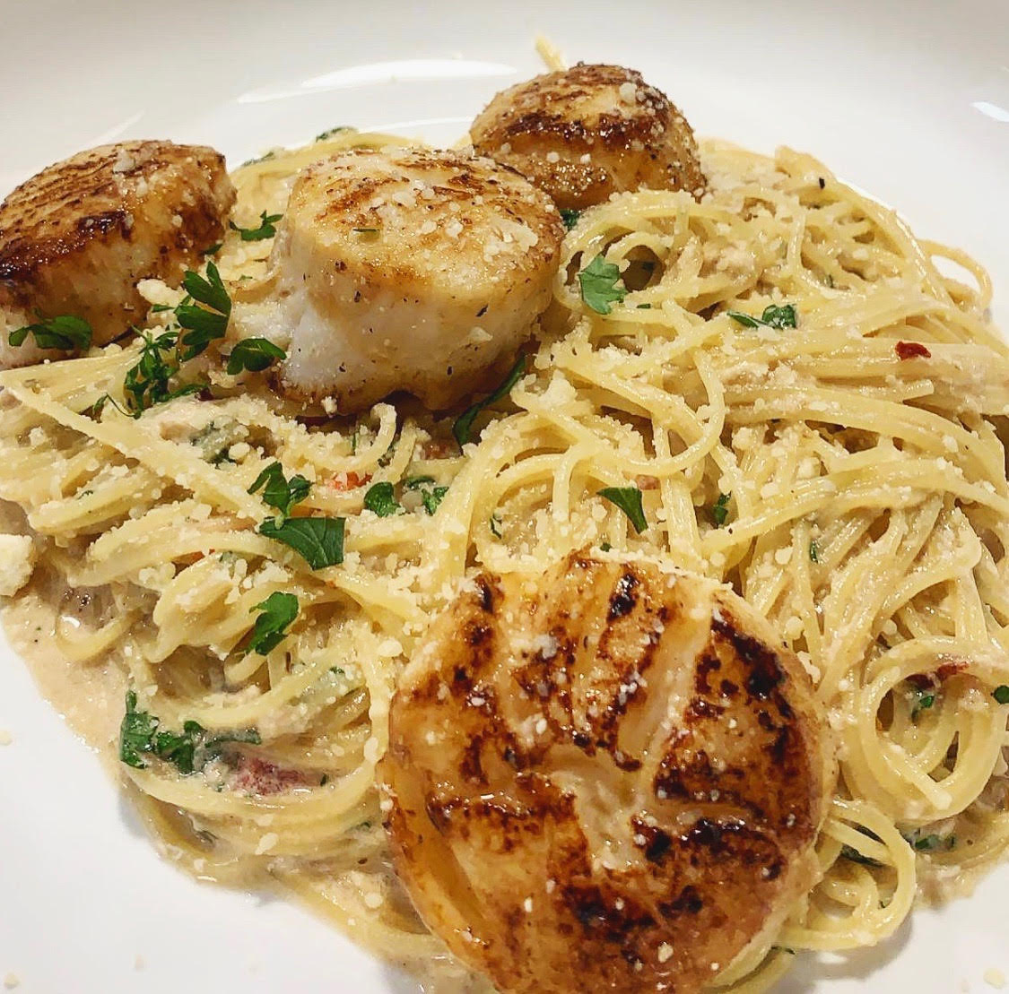 Creamy Seared Scallop Scampi - Maggie's Plate