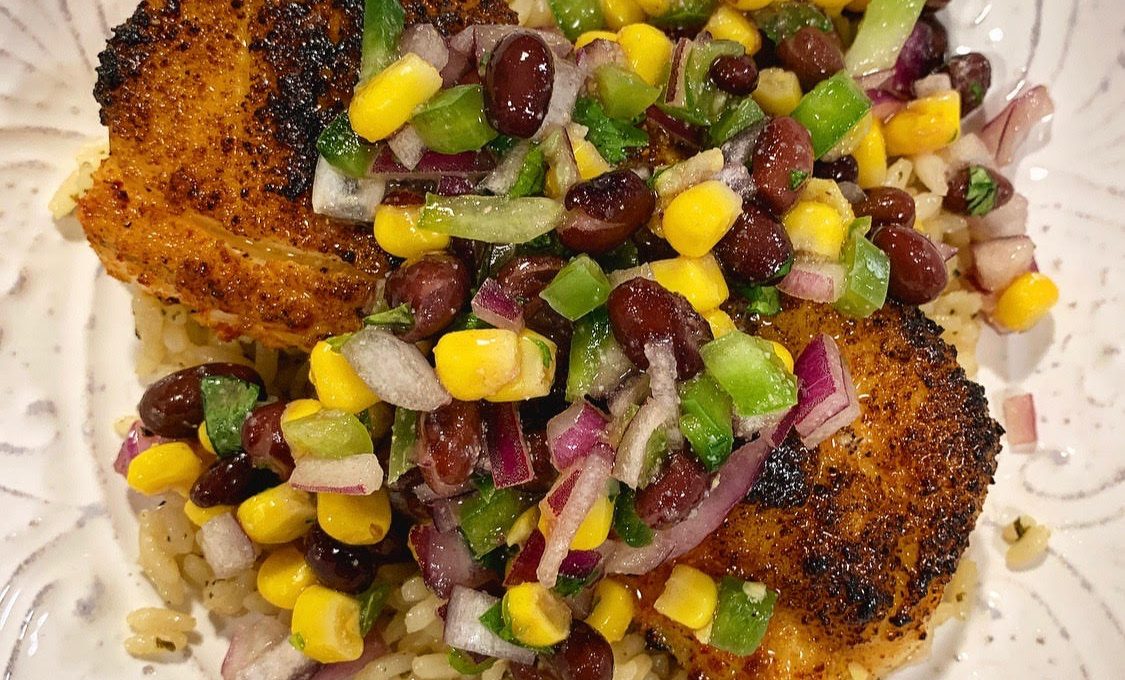 Seared Tilapia w/ Corn & Black Bean Salsa