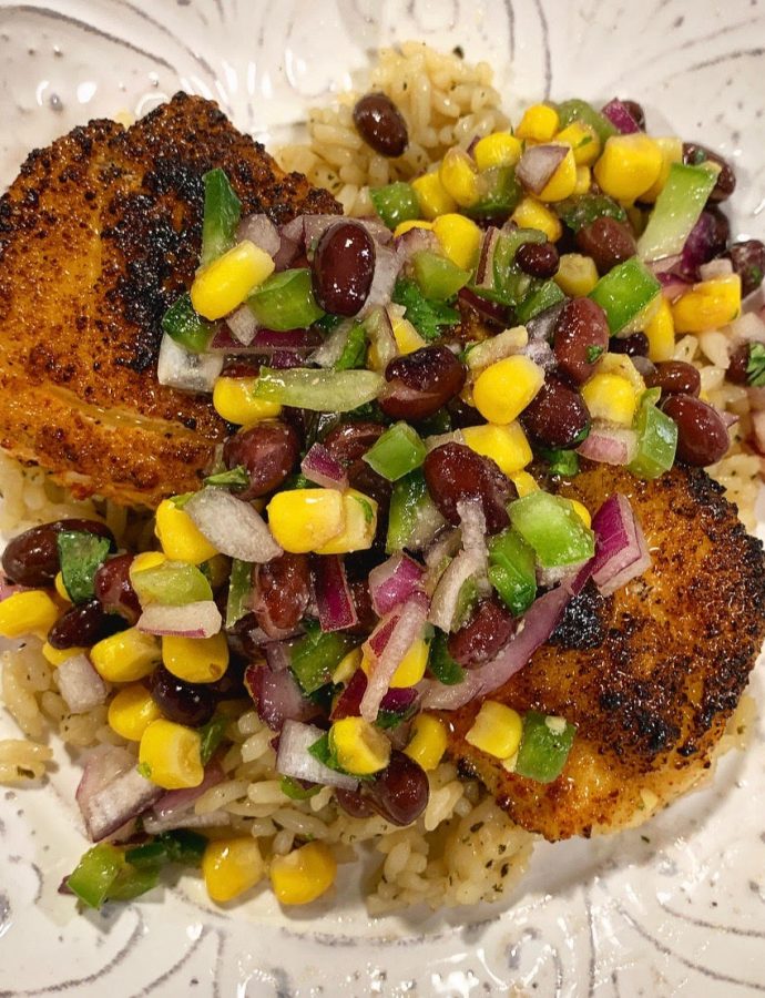 Seared Tilapia w/ Corn & Black Bean Salsa