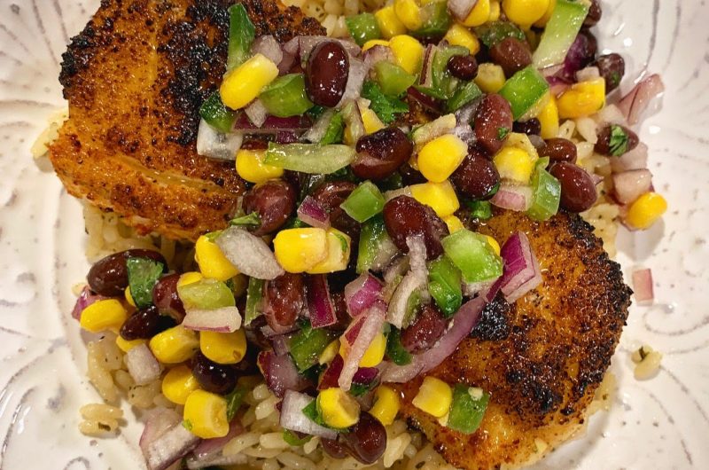 Seared Tilapia w/ Corn & Black Bean Salsa 