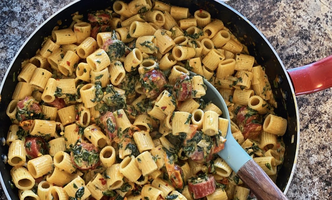 Spicy Sausage & Spinach Pasta