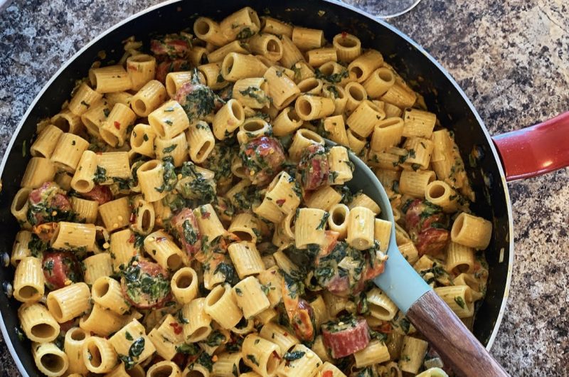 Bison Italian Sausage & Spinach Pasta 