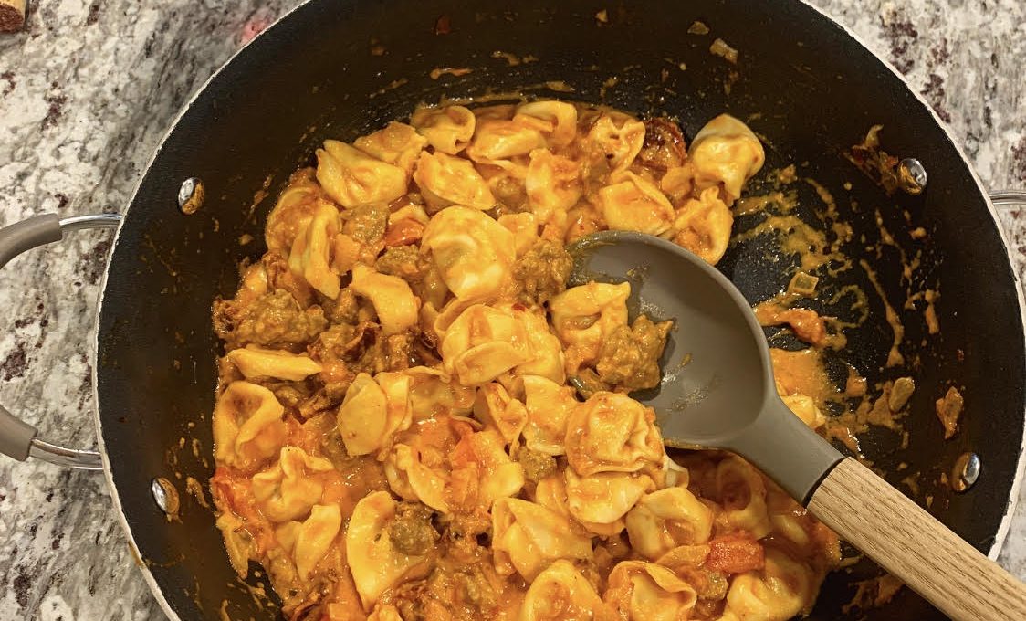 Tortellini with Hot Italian Sausage