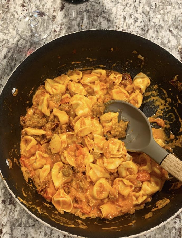 Tortellini with Hot Italian Sausage